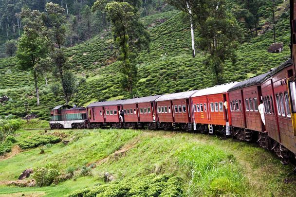 cavalgando de trem a trilha de montanha cênica de Nuwarelia para Colombo
 - Foto, Imagem