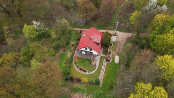 Aerial view of alone house in nature - Footage, Video