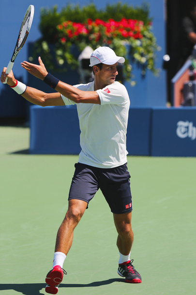 Six times Grand Slam champion Novak Djokovic practices for US Open 2014 - Foto, Imagem