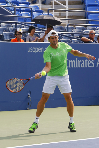 Professional tennis player David Ferrer practices for US Open 2014 - Photo, Image