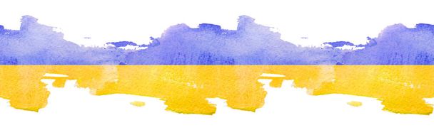 National flag of Ukraine watercolor hand drawn background - Photo, Image