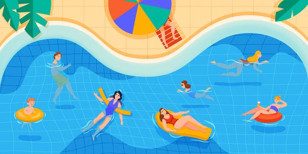 Swimming Pool Colored Composition - Wektor, obraz