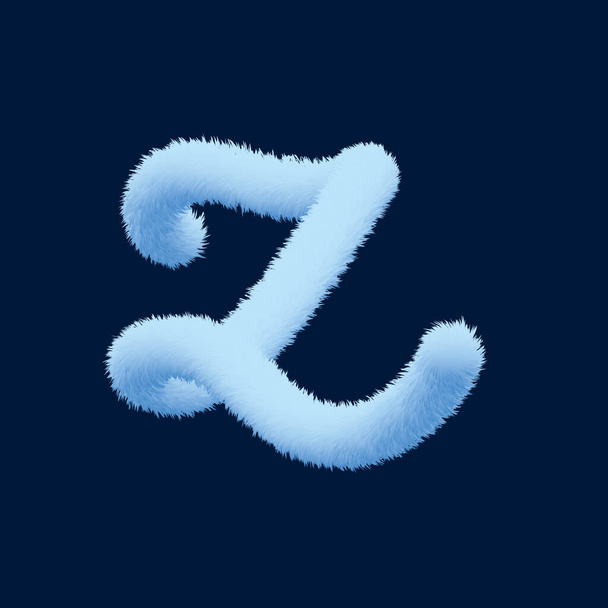 3d alphabet, furry letter Z, 3d illustration on blue background - Foto, Bild