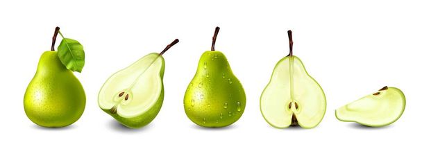 Realistic Pear Set - Vector, Image