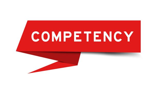 Мовний банер червоного кольору зі словом "компетентність" на білому тлі
 - Вектор, зображення