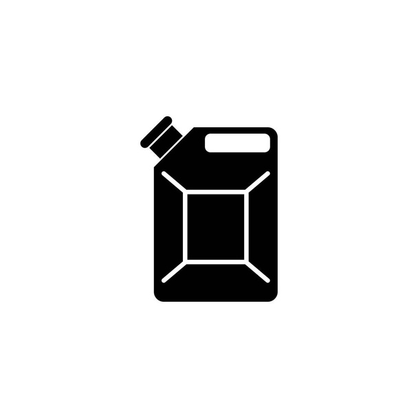 Nádrž s ropným olejem nebo motorovým olejem, palivová nádrž. Ikona plochého vektoru Ikona. Jednoduchý černý symbol na bílém pozadí. Jerry Can, Palivo Jerrycan podepsat šablonu designu pro web a mobilní UI prvek - Vektor, obrázek