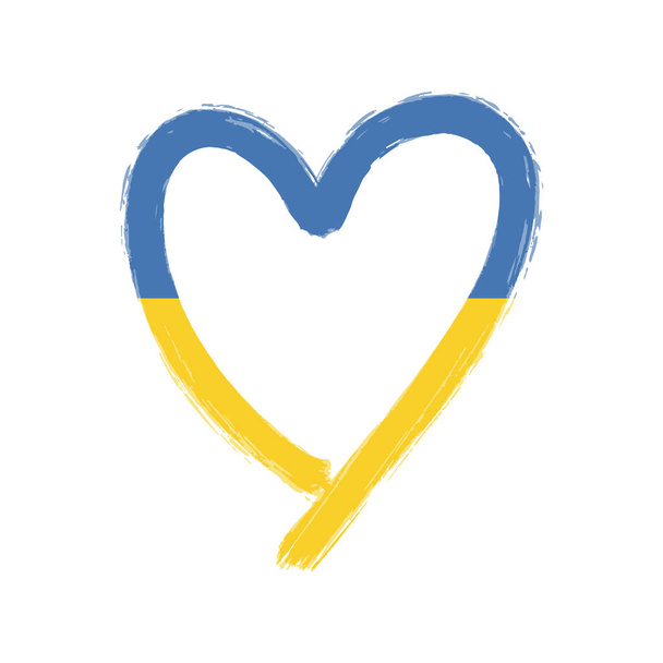 Bandera ucraniana colorea corazón. Ilustración vectorial azul y amarillo. - Vector, Imagen
