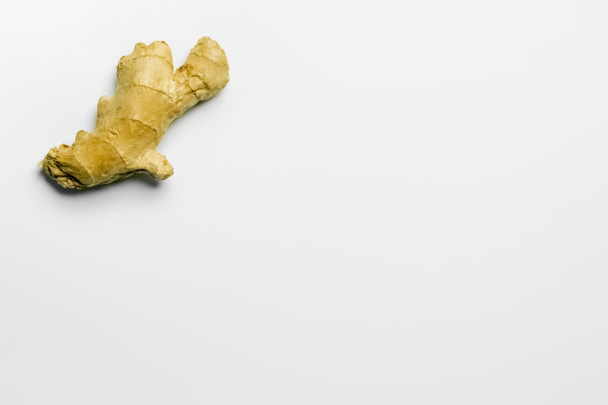 Top view of organic ginger on white background with copy space  - Fotoğraf, Görsel