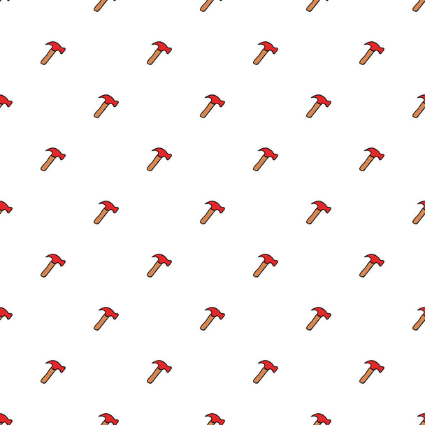 Seamless vector pattern with construction hammer. Colored construction tools background. Doodle construction pattern - Вектор, зображення
