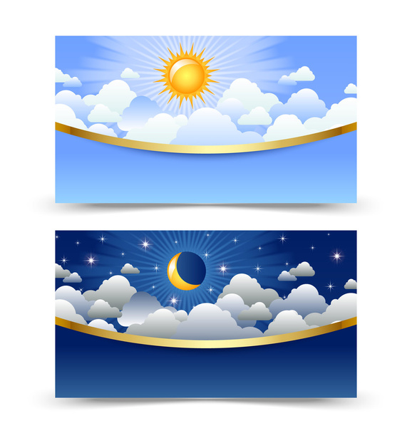 Day and night cards - Vector, Image