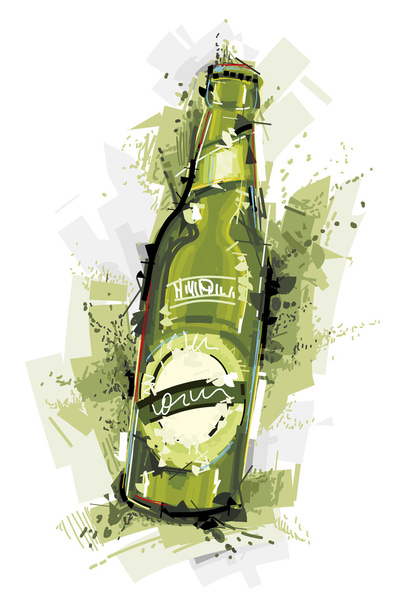 yeşil bira şişesi - Vektör, Görsel