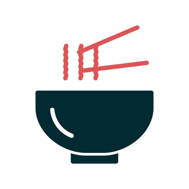 Chopsticks in bowl icon vector illustration, Asian food  - ベクター画像