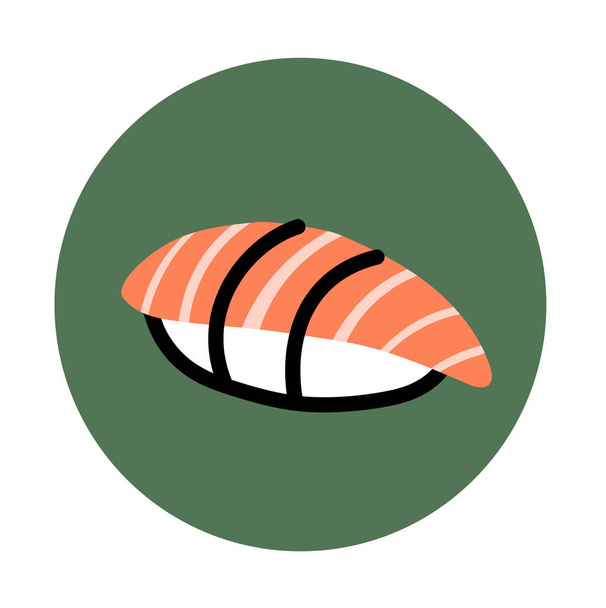 illustratie van sushi met zalm op groen - Vector, afbeelding