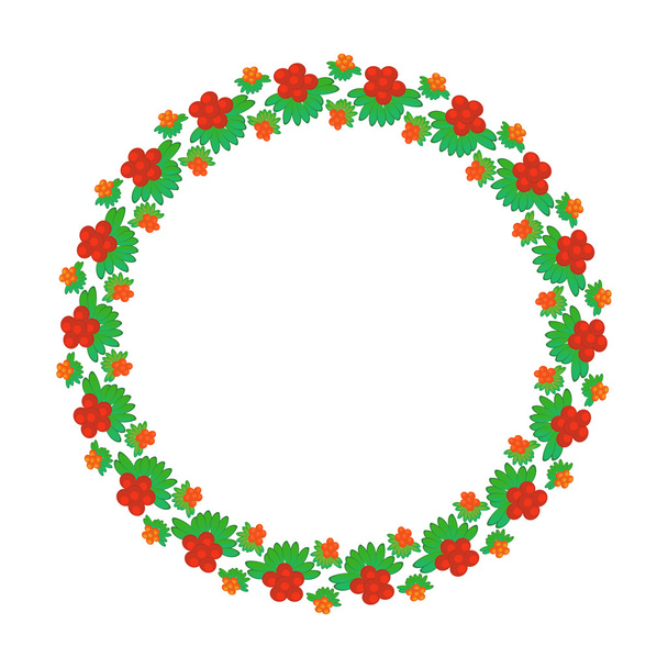 Round floral design element of leaves and berries. Traditional U - Vector, Image