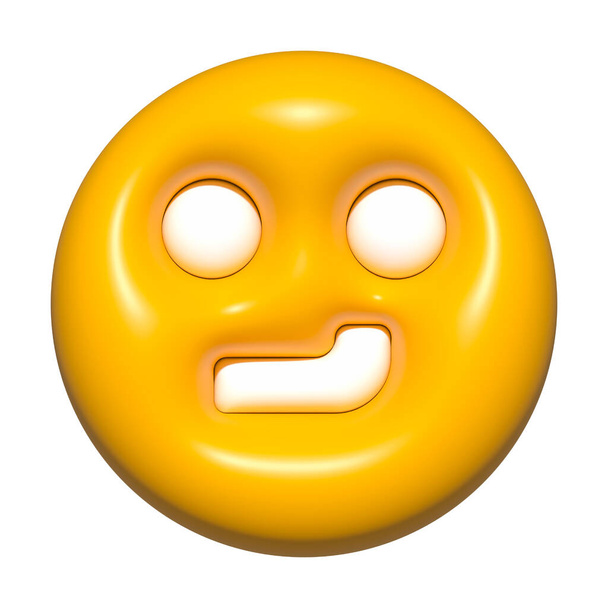 emoji face 3d icon yellow, emoji circle face - 写真・画像