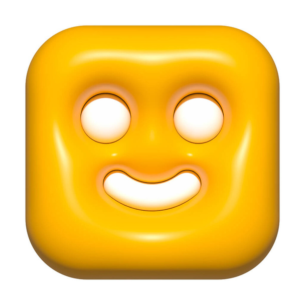 visage emoji icône 3d jaune, visage carré emoji - Photo, image