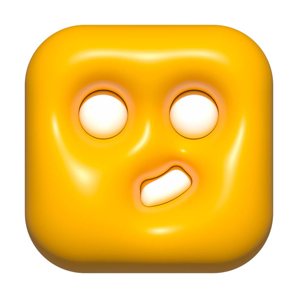 emoji arc 3d ikon sárga, emoji négyzet arc - Fotó, kép