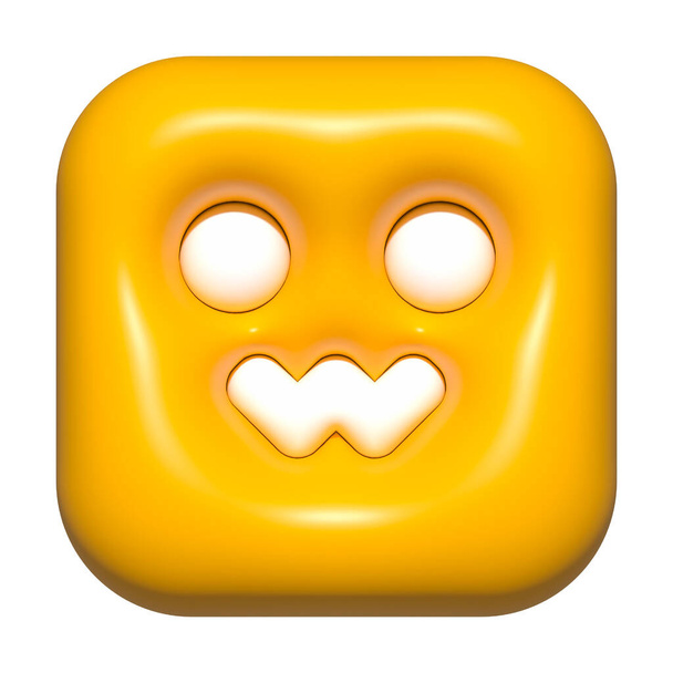 emoji πρόσωπο 3d εικονίδιο κίτρινο, emoji τετράγωνο πρόσωπο - Φωτογραφία, εικόνα