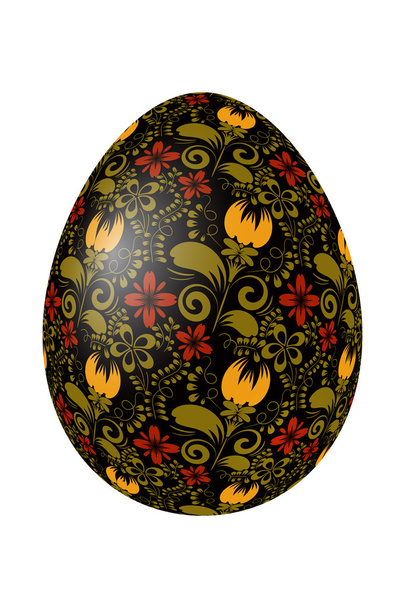 Black Easter egg with bright elements of traditional Russian pai - Vector, afbeelding