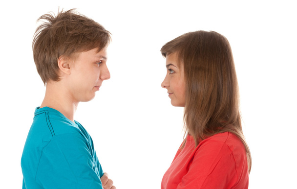 Pair of teenagers looked at each other - Photo, Image