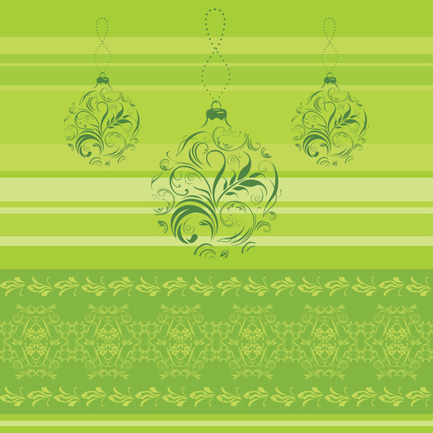 Green border with ornamental Christmas balls - ベクター画像