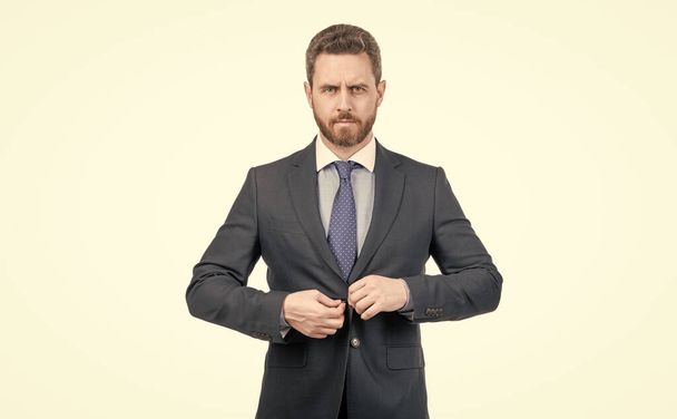 Seriöse professionelle Mann anpassen formalen Anzug Business Dresscode isoliert auf weiß, Formalwear - Foto, Bild