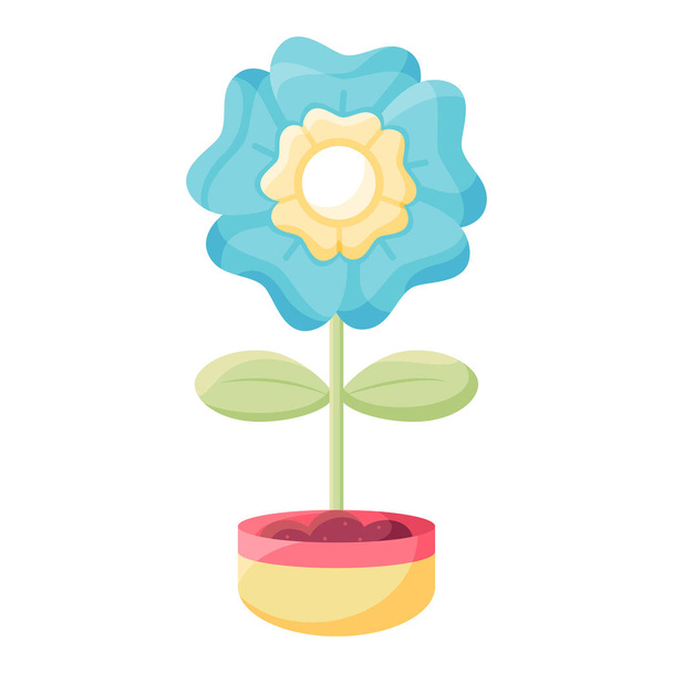 Isolated flower in a flowerpot Flat icon Vector - Vetor, Imagem