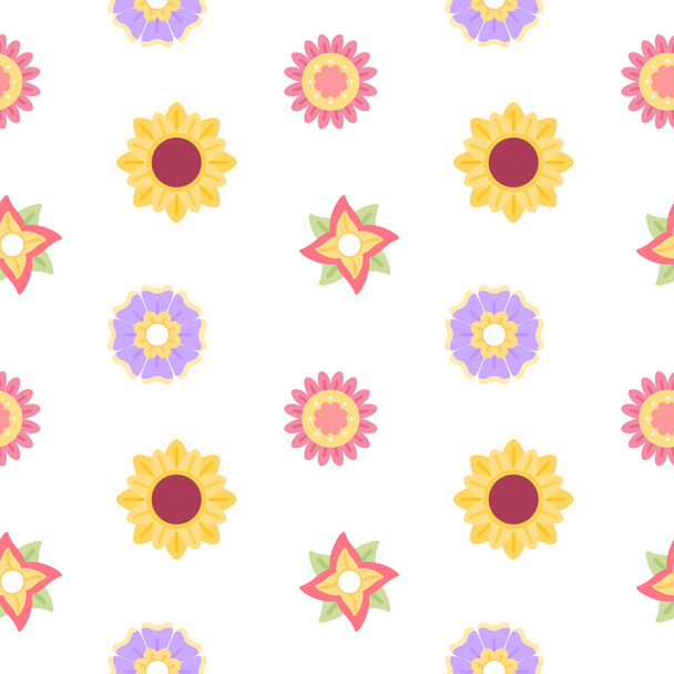 Colored floral pattern Flowers background Vector - Vector, Imagen
