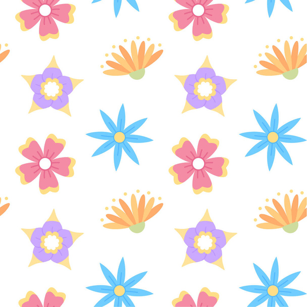 Colored floral pattern Flowers background Vector - Vector, Imagen