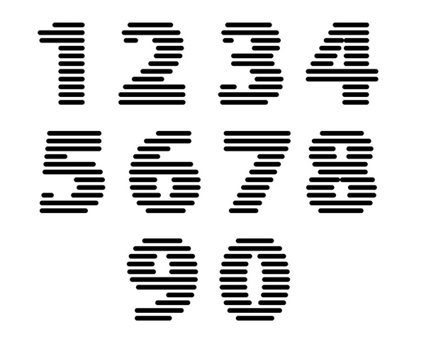 Retro stripes funky numbers set, bold version. - Vektor, obrázek