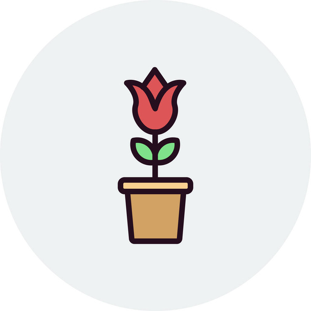 tulip flower in pot vector icon illustration - Vecteur, image