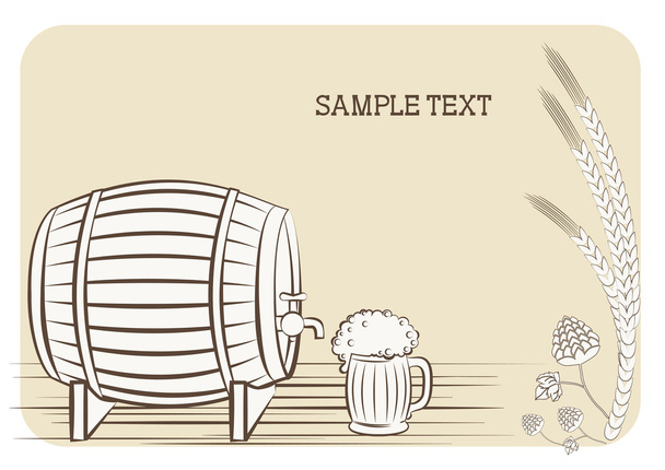 Beer keg and glass.Vector background for text - Vettoriali, immagini