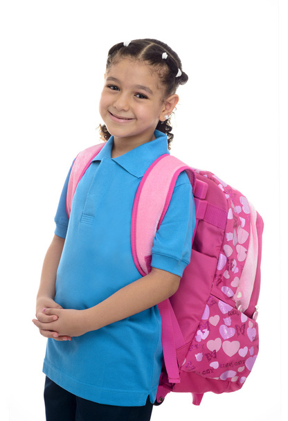School Girl with Backpack - Fotoğraf, Görsel