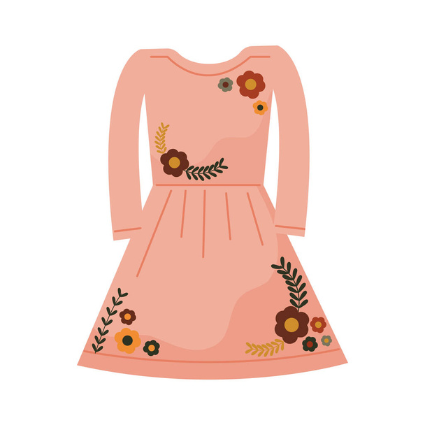 floral dress with embroidery - Wektor, obraz