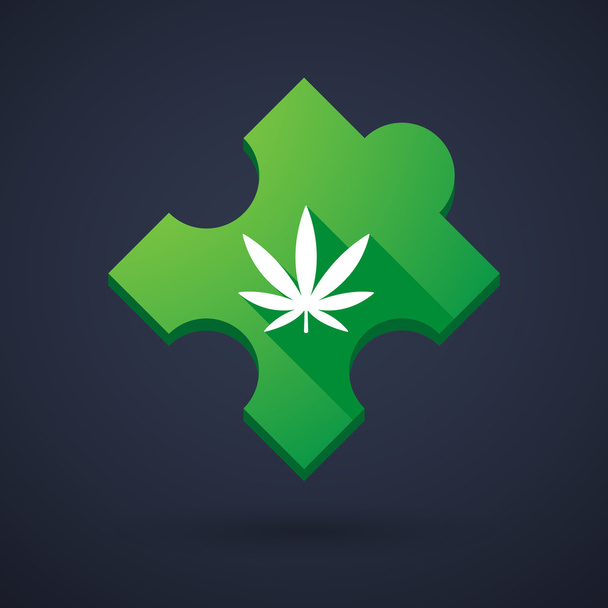 Puzzle piece icon with a marijuana leaf - Vector, Image