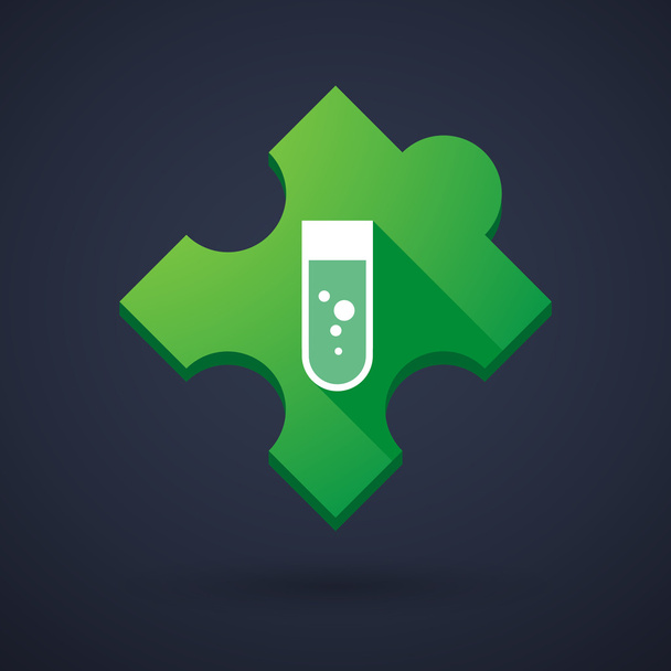 Puzzle piece icon with a chemical test tube - Vetor, Imagem