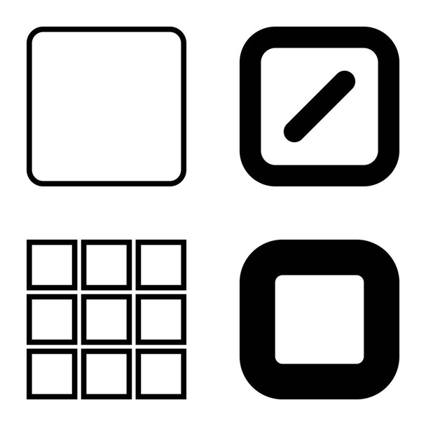 Square Flat Icon Set Isolated On White Background - Wektor, obraz