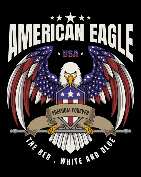 Águia América liberdade para sempre ilustração vetorial - Vetor, Imagem