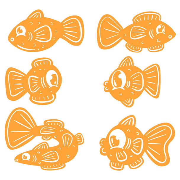 Cartoon Style Fish Goldfish Icon or Logo Idea for Fishing  - Vecteur, image