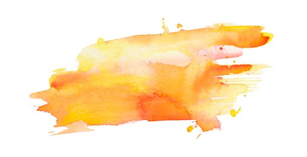 Абстрактный красно-желтый акварельный фон. Пятна краски и волнистые пятна в воде, роскошные жидкостные обои искусства оранжевый - Фото, изображение