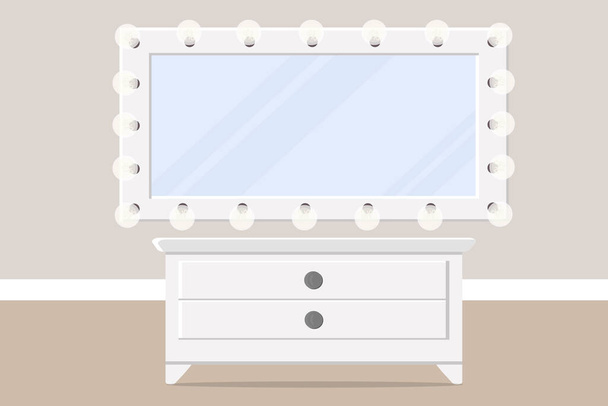 a makeup artist mirror with table and cabinet in the beauty room - Wektor, obraz