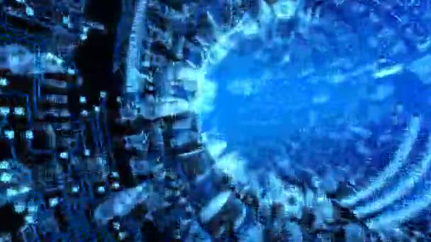 Abstract hardware tunnel made of chips and microcircuits. High technology futuristic 3d animation. - 映像、動画