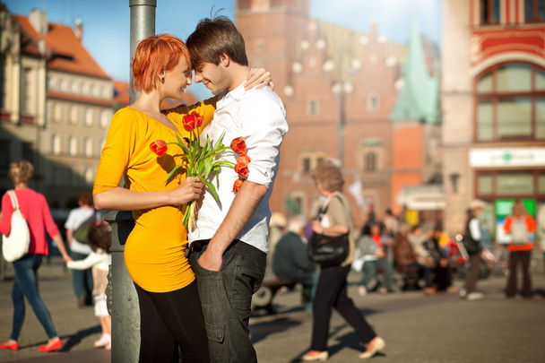 Handsome couple in love on a date - Fotoğraf, Görsel