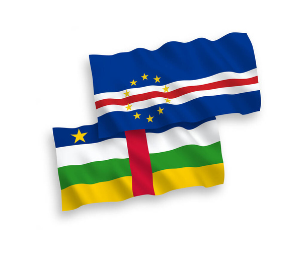 Flags of Central African Republic and Republic of Cabo Verde on a white background - Vektor, kép