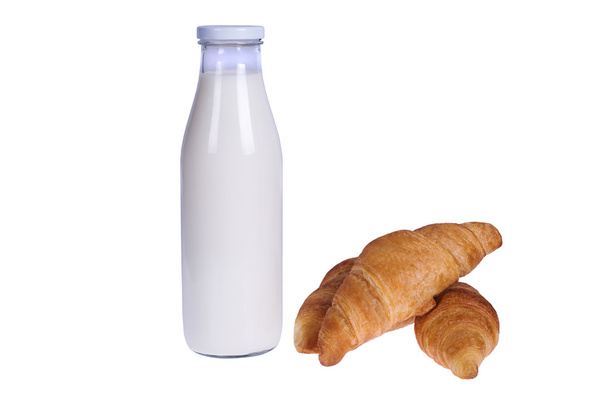 süt ve kruvasan - Fotoğraf, Görsel
