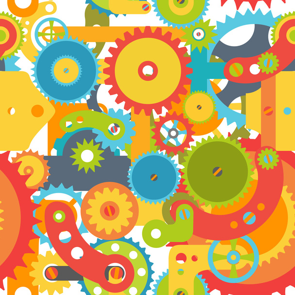 Colorful gears seamless pattern - Vector, Image