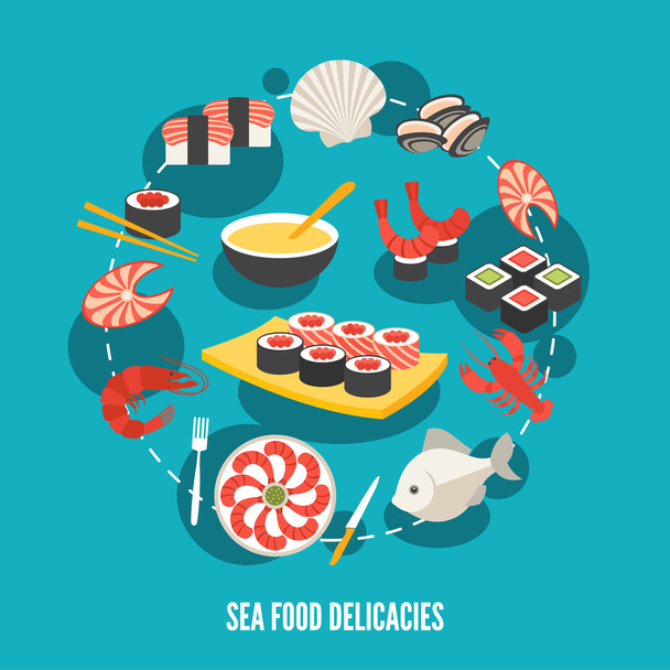 Zee voedsel delicatessen - Vector, afbeelding