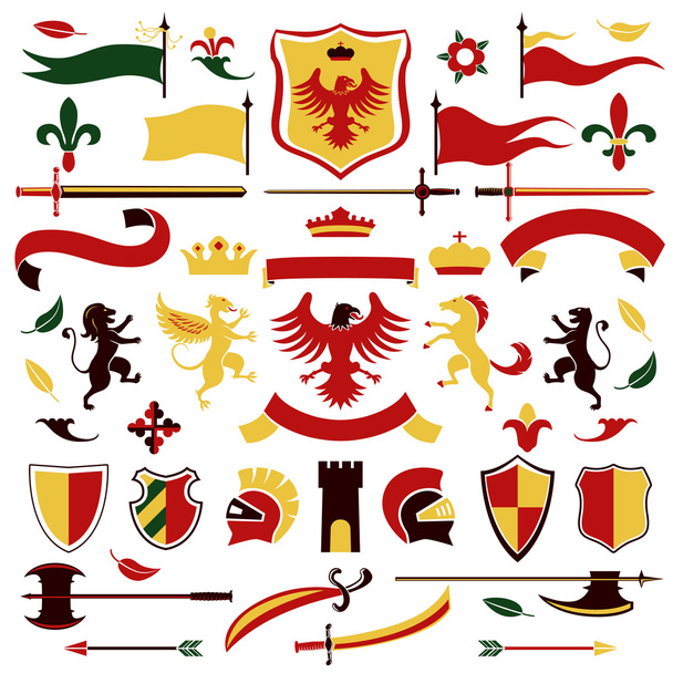 Heraldic set colored - Vector, Image