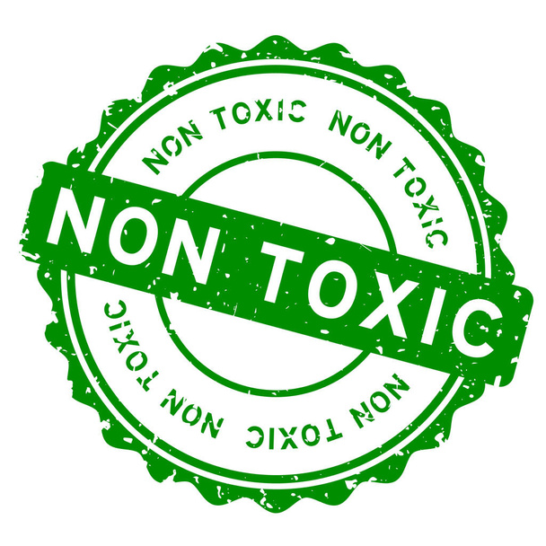Grunge green non toxic word round rubber seal stamp on white background - Вектор,изображение
