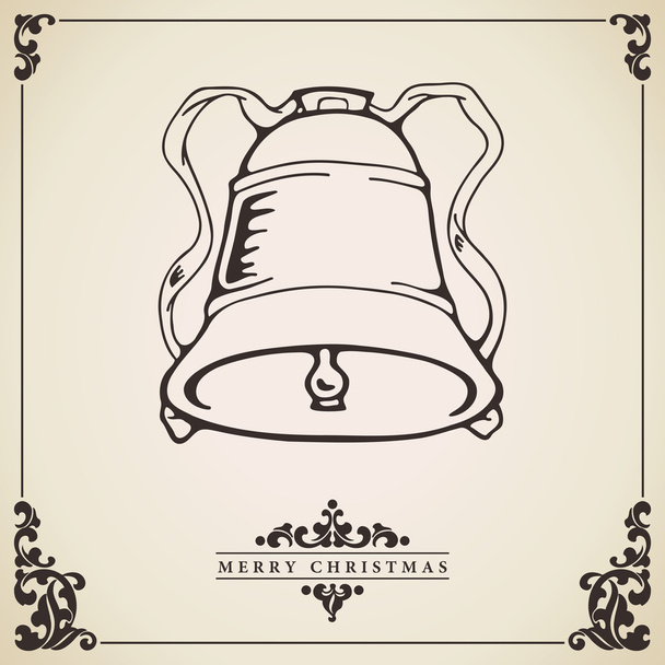 Christmas bell ornament card - Vector, Image
